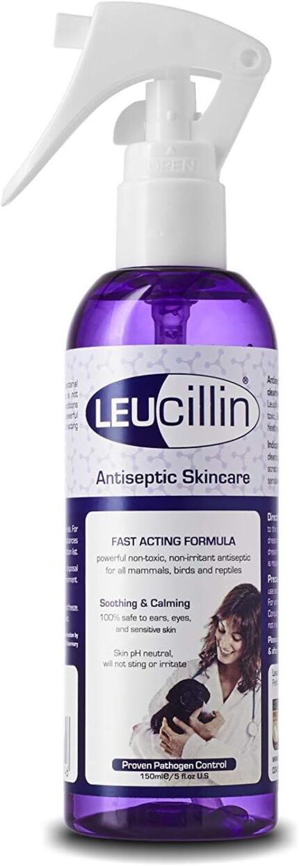 Leucillin Natural Antiseptic Spray - Antibacterial Antifungal Antiviral for Dogs Cats All Animals Itchy Skin Minor Wound Care and Skin Health | 150ml